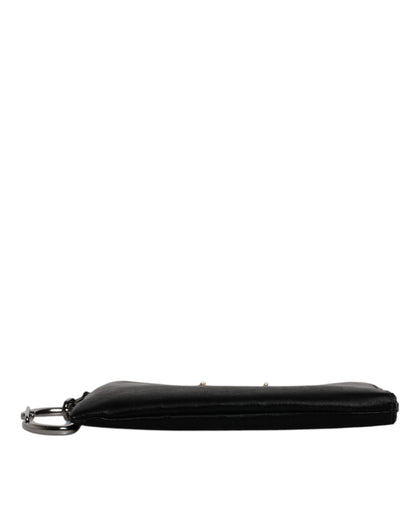 Dolce & Gabbana Schwarzer Nylon Logo Plaque Schlüsselanhänger Tasche Clutch - Eleganz pur