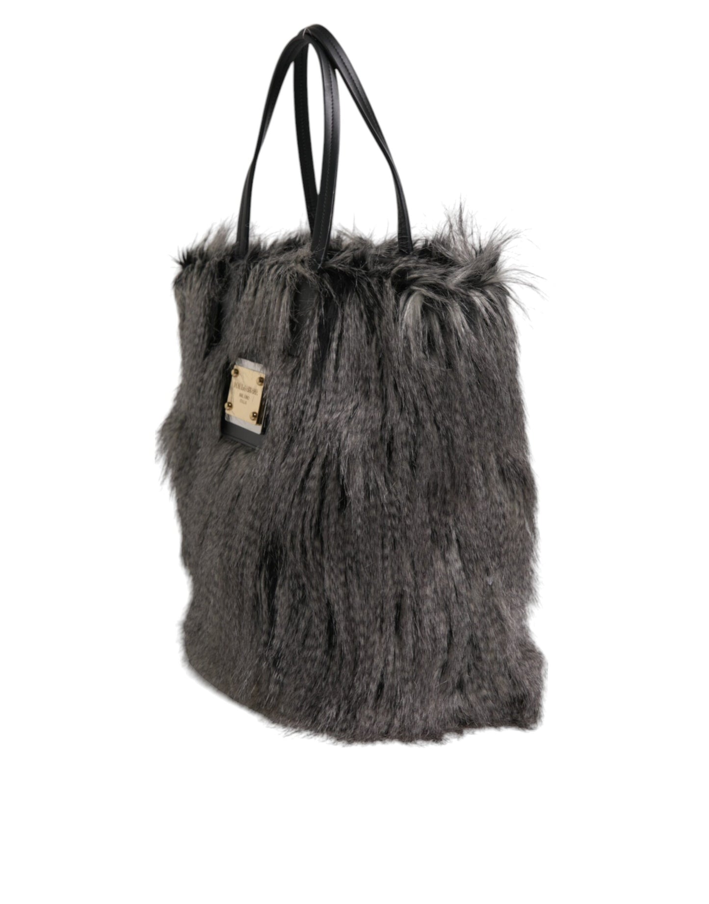 Dolce & Gabbana Schwarze Oversize-Kunstfell-Einkaufstasche für Frauen - Luxus Tote