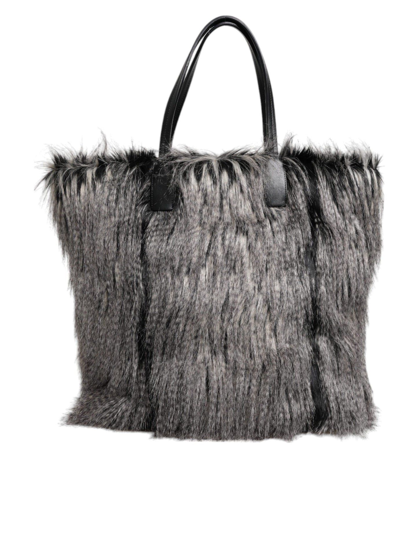 Dolce & Gabbana Schwarze Oversize-Kunstfell-Einkaufstasche für Frauen - Luxus Tote