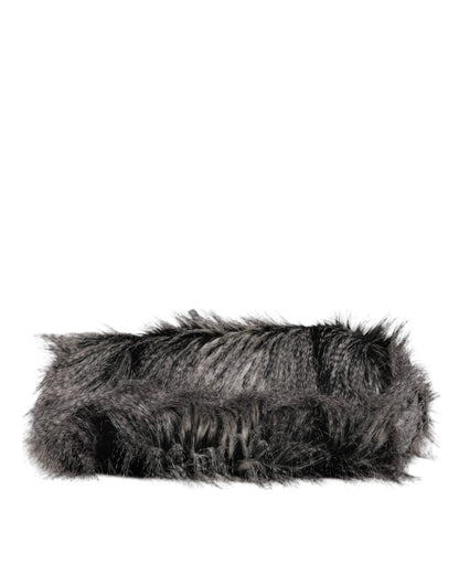 Dolce & Gabbana Schwarze Oversize-Kunstfell-Einkaufstasche für Frauen - Luxus Tote