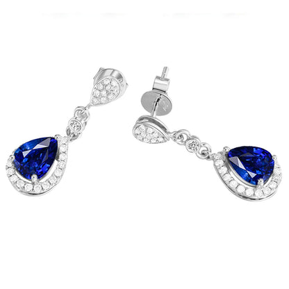 ANAZOZ Genuine Jewellery 18 Carat 750 Gold Women's Earrings Sapphire Water Drop Earrings Jewellery