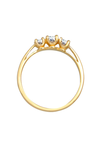 Elli DIAMONDS Ring Damen Verlobung Edel Trio mit Diamant (0.22 ct.) in 585 Gelbgold