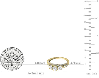14 K 1.00 Carat (CTW) Round Vintage Bridal Jewellery 3 Stone Diamond Engagement Ring 1 Carat
