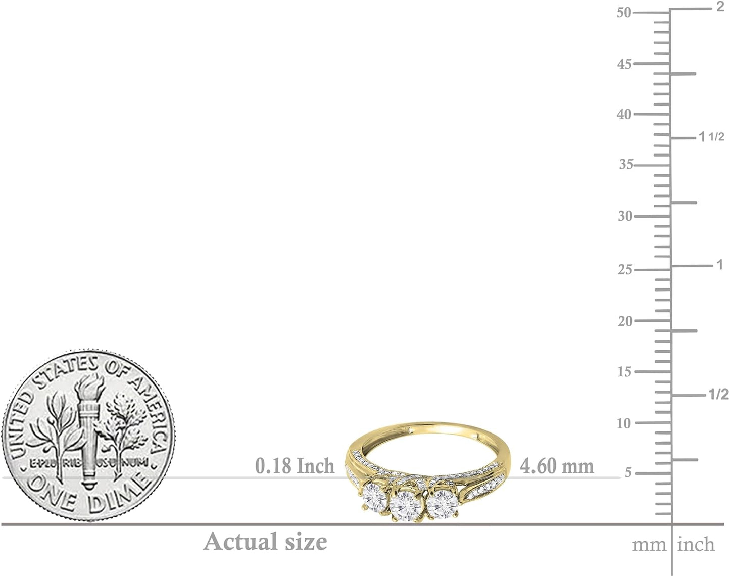 14 K 1.00 Carat (CTW) Round Vintage Bridal Jewellery 3 Stone Diamond Engagement Ring 1 Carat