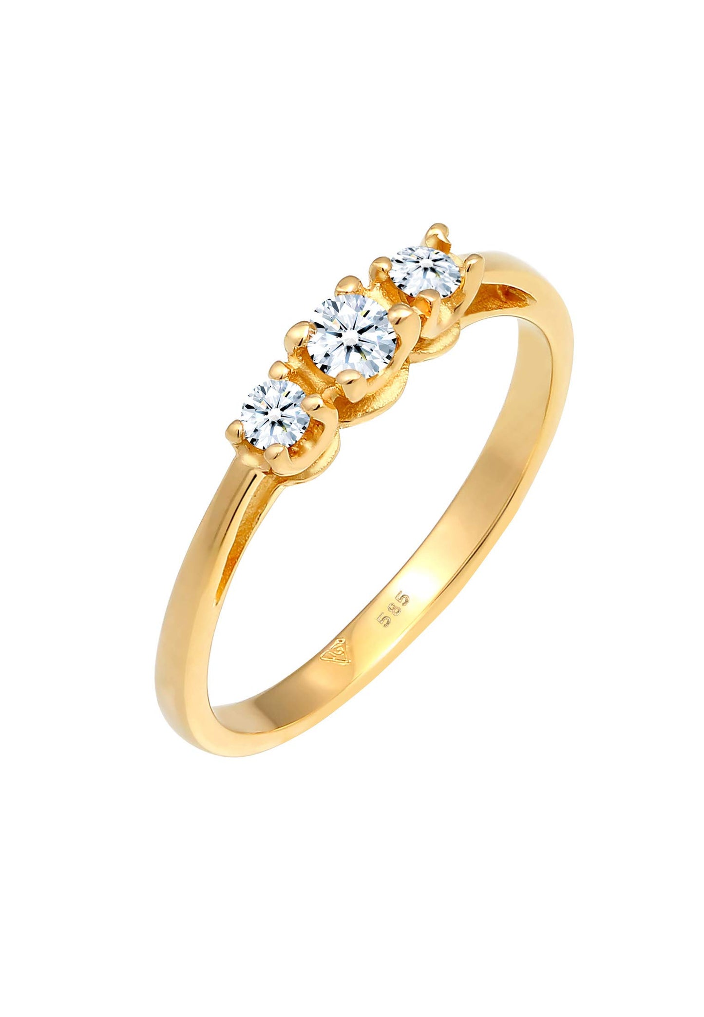 Elli DIAMONDS Ring Damen Verlobung Edel Trio mit Diamant (0.22 ct.) in 585 Gelbgold