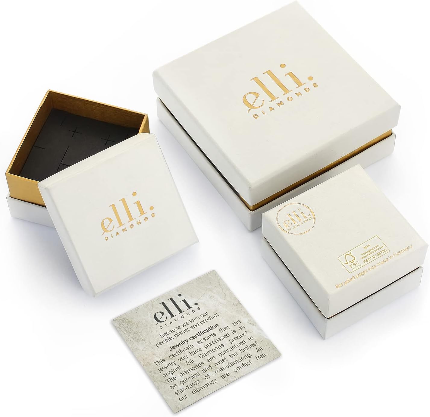 Elli Diamonds Women's Solitaire Necklace Round Circle with Diamond (0.11 ct.) in 585 Yellow Gold