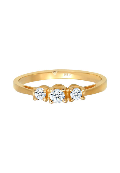 Elli DIAMONDS Ring Damen Verlobung Edel Trio mit Diamant (0.22 ct.) in 585 Gelbgold