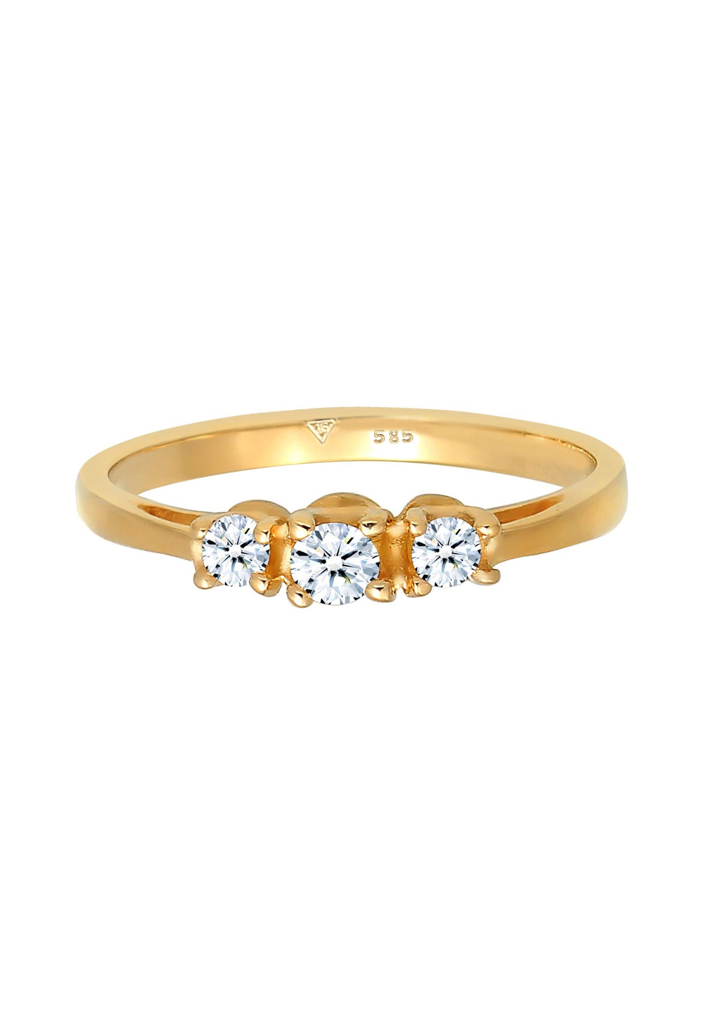 Elli DIAMONDS Ring Damen Verlobung Edel Trio mit Diamant (0.22 ct.) in 585 Gelbgold