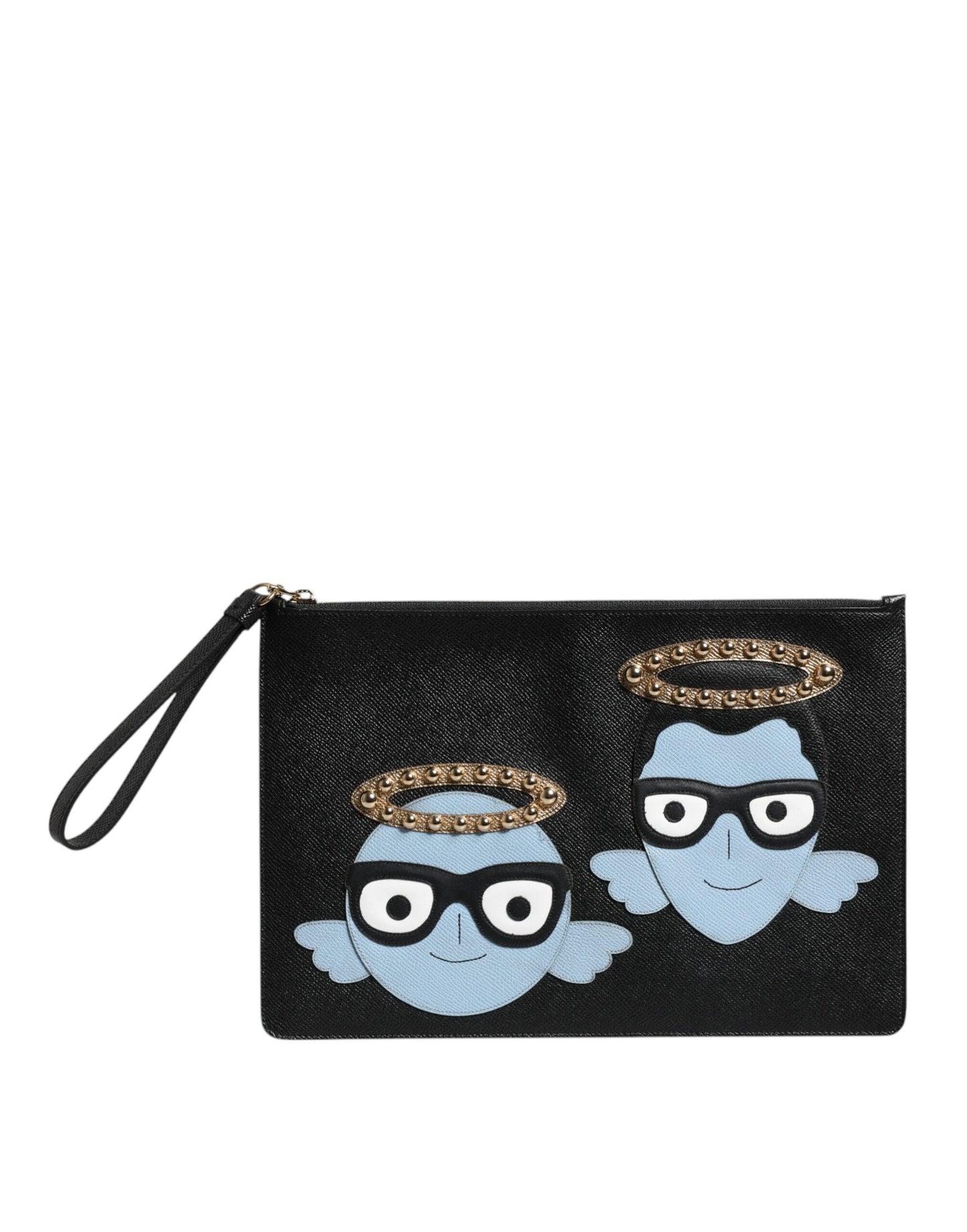 Dolce & Gabbana Schwarzes Leder Zip Pouch Tasche – Exklusive Herrenaccessoires