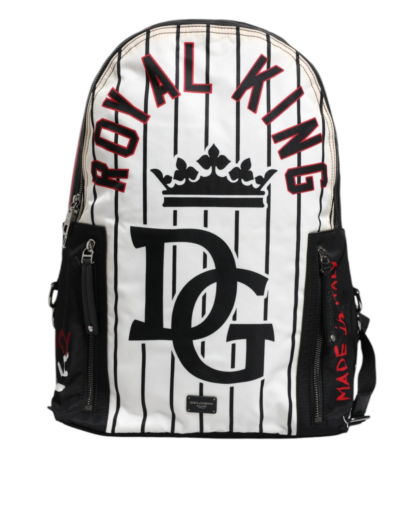 Dolce & Gabbana Vulcano Rucksack für Herren in Schwarz-Weiß mit Königlichem Print