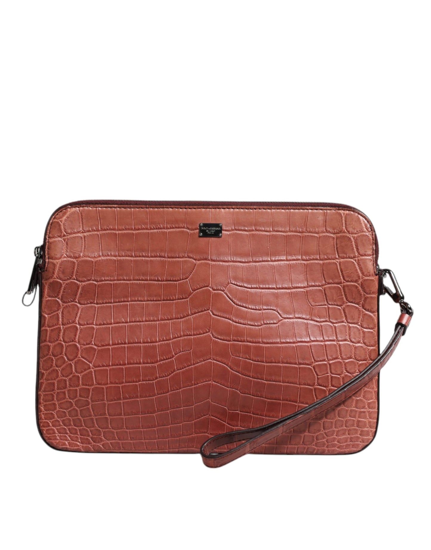 Luxuriöse Dolce & Gabbana Bordeaux Krokoleder Aktentasche für Herren