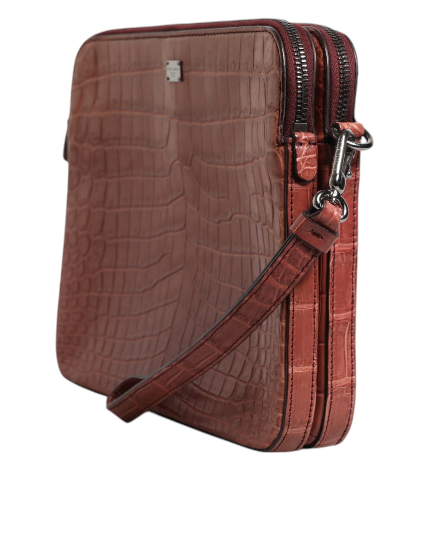 Luxuriöse Dolce & Gabbana Bordeaux Krokoleder Aktentasche für Herren
