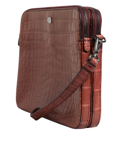 Luxuriöse Dolce & Gabbana Bordeaux Krokoleder Aktentasche für Herren