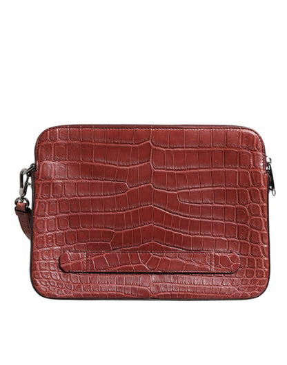 Luxuriöse Dolce & Gabbana Bordeaux Krokoleder Aktentasche für Herren
