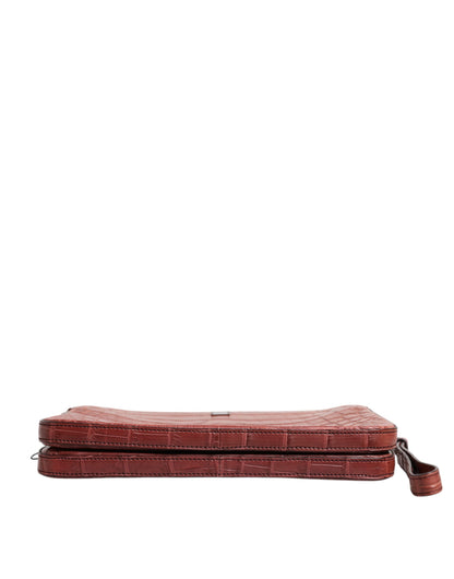 Luxuriöse Dolce & Gabbana Bordeaux Krokoleder Aktentasche für Herren