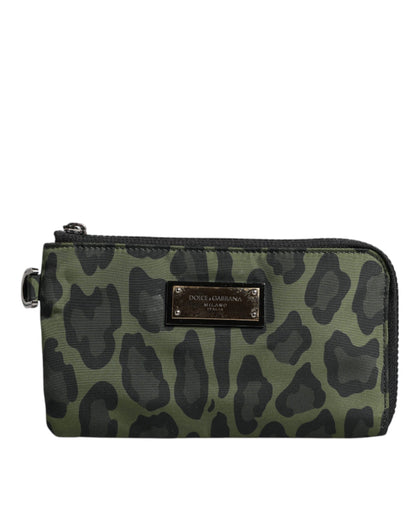 Dolce & Gabbana Grüne Leopardenleder Multifunktions-Kit-Tasche – Exklusive Handtasche für Damen