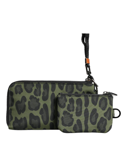 Dolce & Gabbana Grüne Leopardenleder Multifunktions-Kit-Tasche – Exklusive Handtasche für Damen