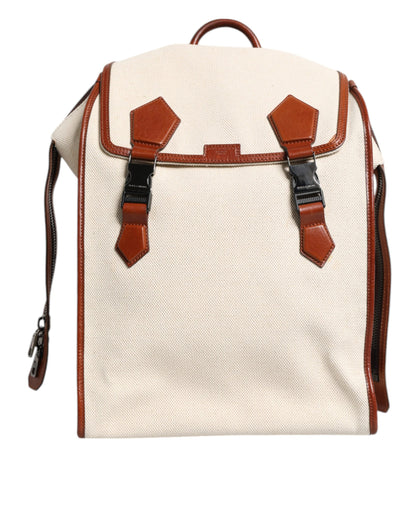 Dolce & Gabbana Beige Braun Segeltuch Leder EDGE Rucksack für Herren – Luxus Reise-Tasche