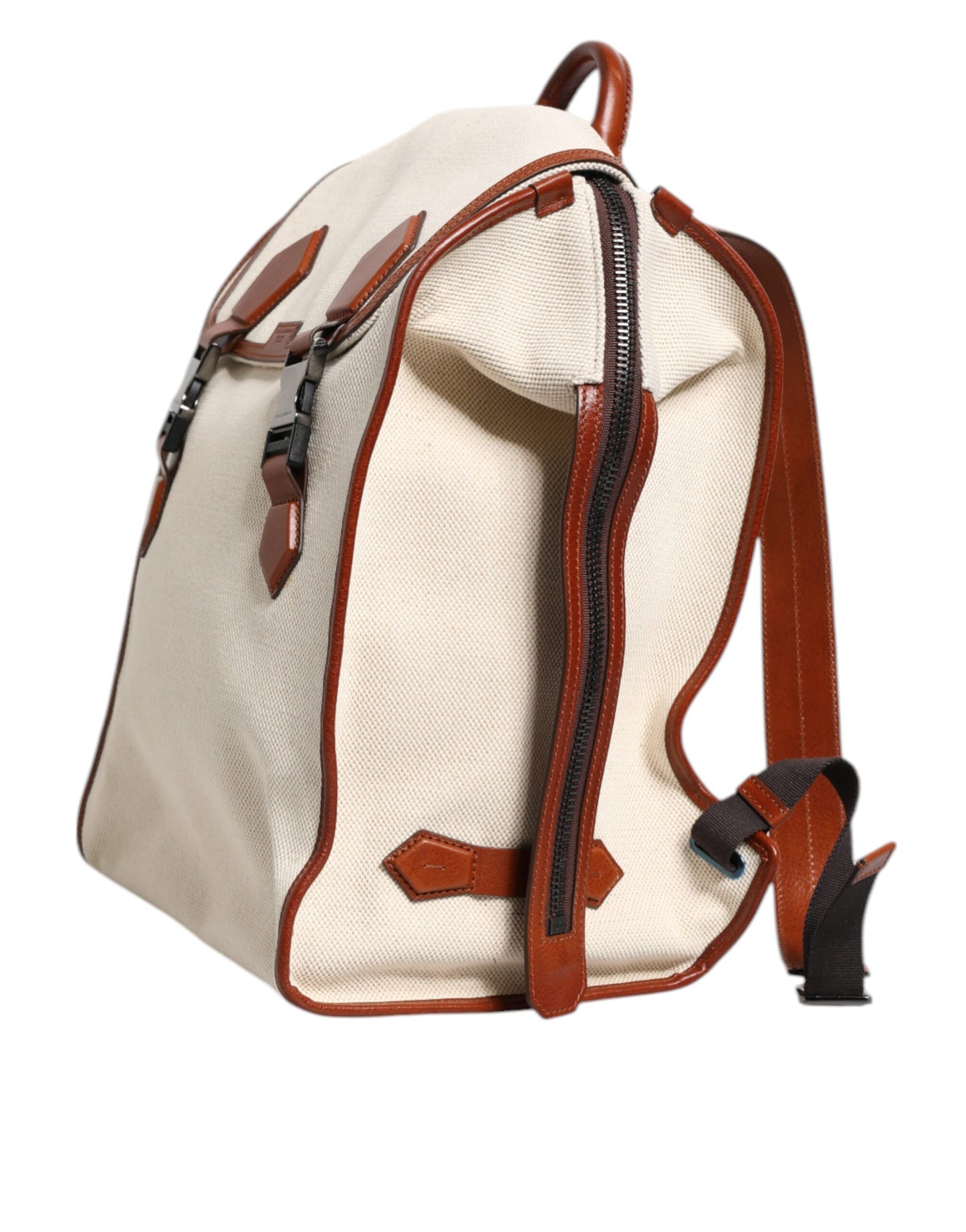 Dolce & Gabbana Beige Braun Segeltuch Leder EDGE Rucksack für Herren – Luxus Reise-Tasche