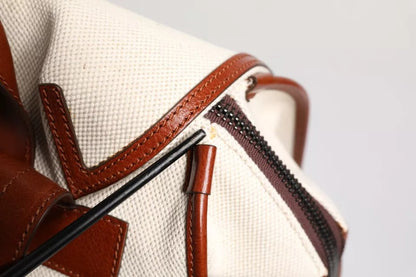 Dolce & Gabbana Beige Braun Segeltuch Leder EDGE Rucksack für Herren – Luxus Reise-Tasche