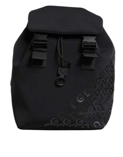 Dolce & Gabbana Schwarzer Neopren Nylon DG Logo Schulrucksack – Exklusive Designer Tasche