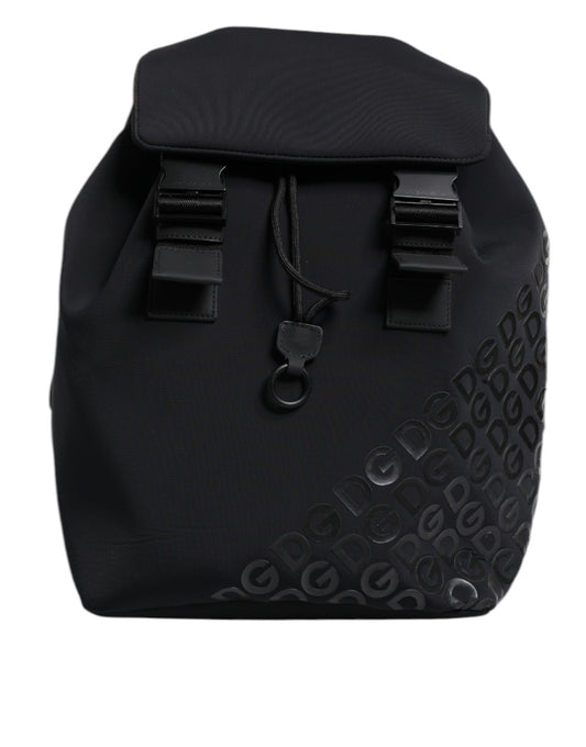 Dolce & Gabbana Schwarzer Neopren Nylon DG Logo Schulrucksack – Exklusive Designer Tasche