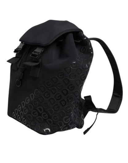 Dolce & Gabbana Schwarzer Neopren Nylon DG Logo Schulrucksack – Exklusive Designer Tasche