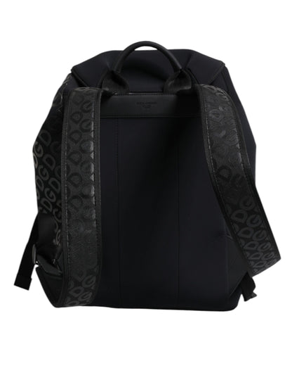 Dolce & Gabbana Schwarzer Neopren Nylon DG Logo Schulrucksack – Exklusive Designer Tasche