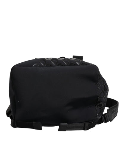 Dolce & Gabbana Schwarzer Neopren Nylon DG Logo Schulrucksack – Exklusive Designer Tasche