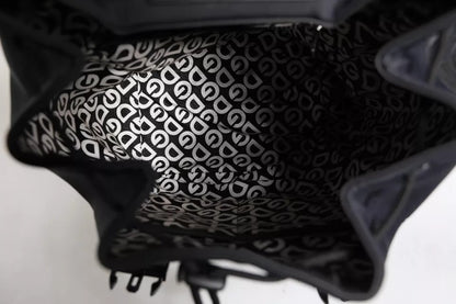 Dolce & Gabbana Schwarzer Neopren Nylon DG Logo Schulrucksack – Exklusive Designer Tasche