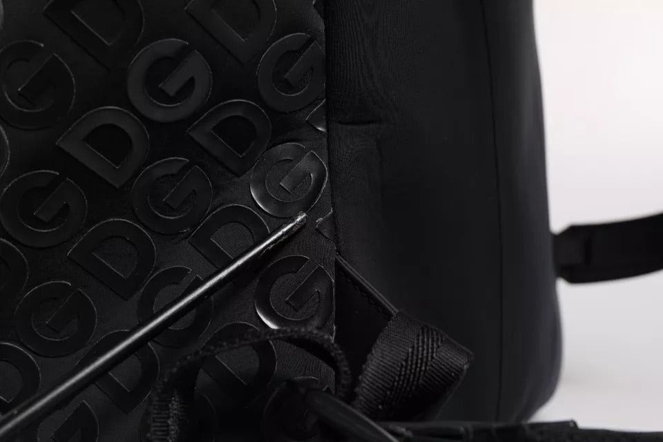 Dolce & Gabbana Schwarzer Neopren Nylon DG Logo Schulrucksack – Exklusive Designer Tasche