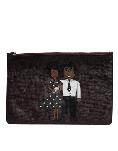 Luxuriöse Dolce & Gabbana Herren Clutch Pouch Tasche aus braunem Leder