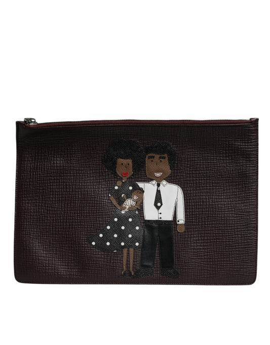 Luxuriöse Dolce & Gabbana Herren Clutch Pouch Tasche aus braunem Leder