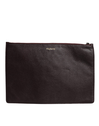 Luxuriöse Dolce & Gabbana Herren Clutch Pouch Tasche aus braunem Leder