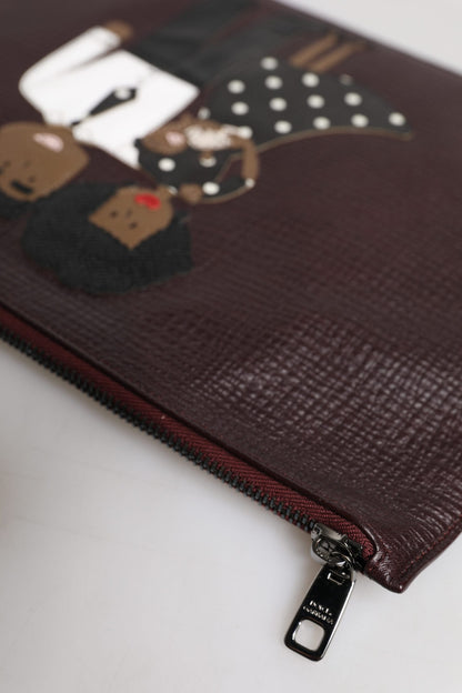 Luxuriöse Dolce & Gabbana Herren Clutch Pouch Tasche aus braunem Leder