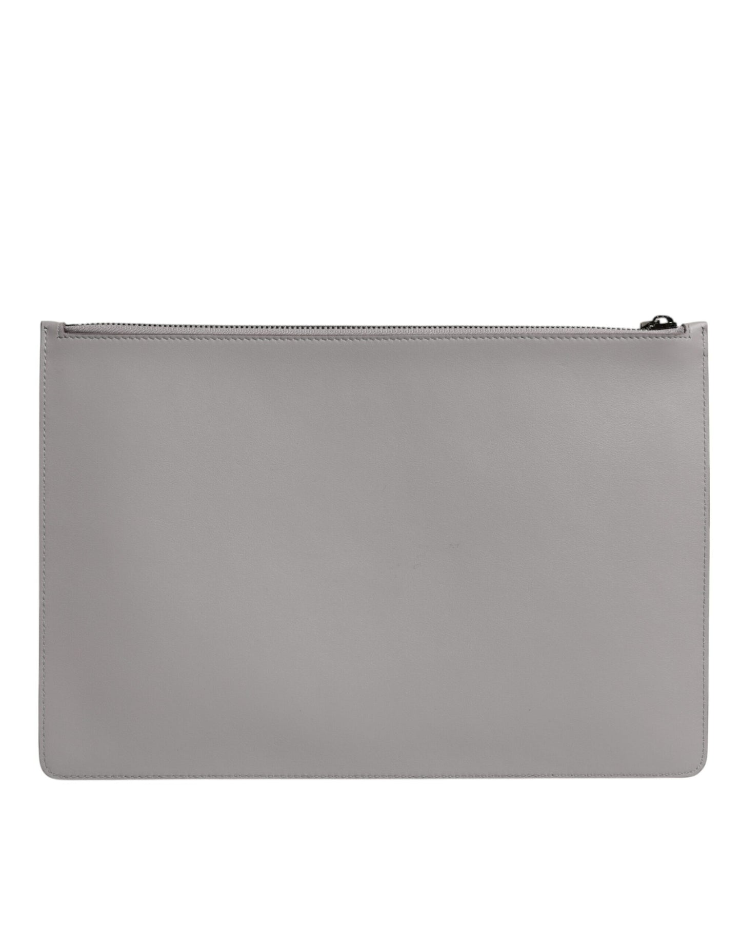 Dolce & Gabbana Graue Solid Leather DG Logo Clutch Pouch Herren Tasche