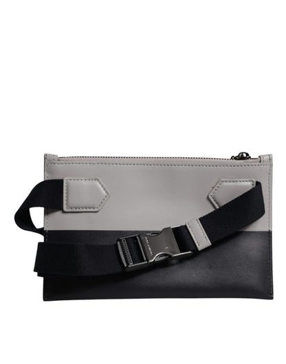 Dolce & Gabbana Schwarz-weißes Leder Crossbody Bag mit Logo-Prägung