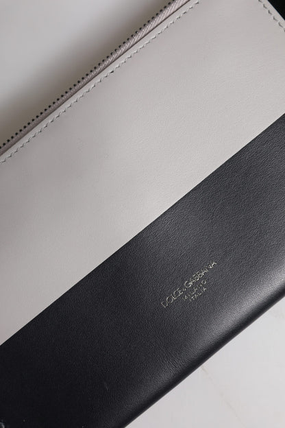Dolce & Gabbana Schwarz-weißes Leder Crossbody Bag mit Logo-Prägung