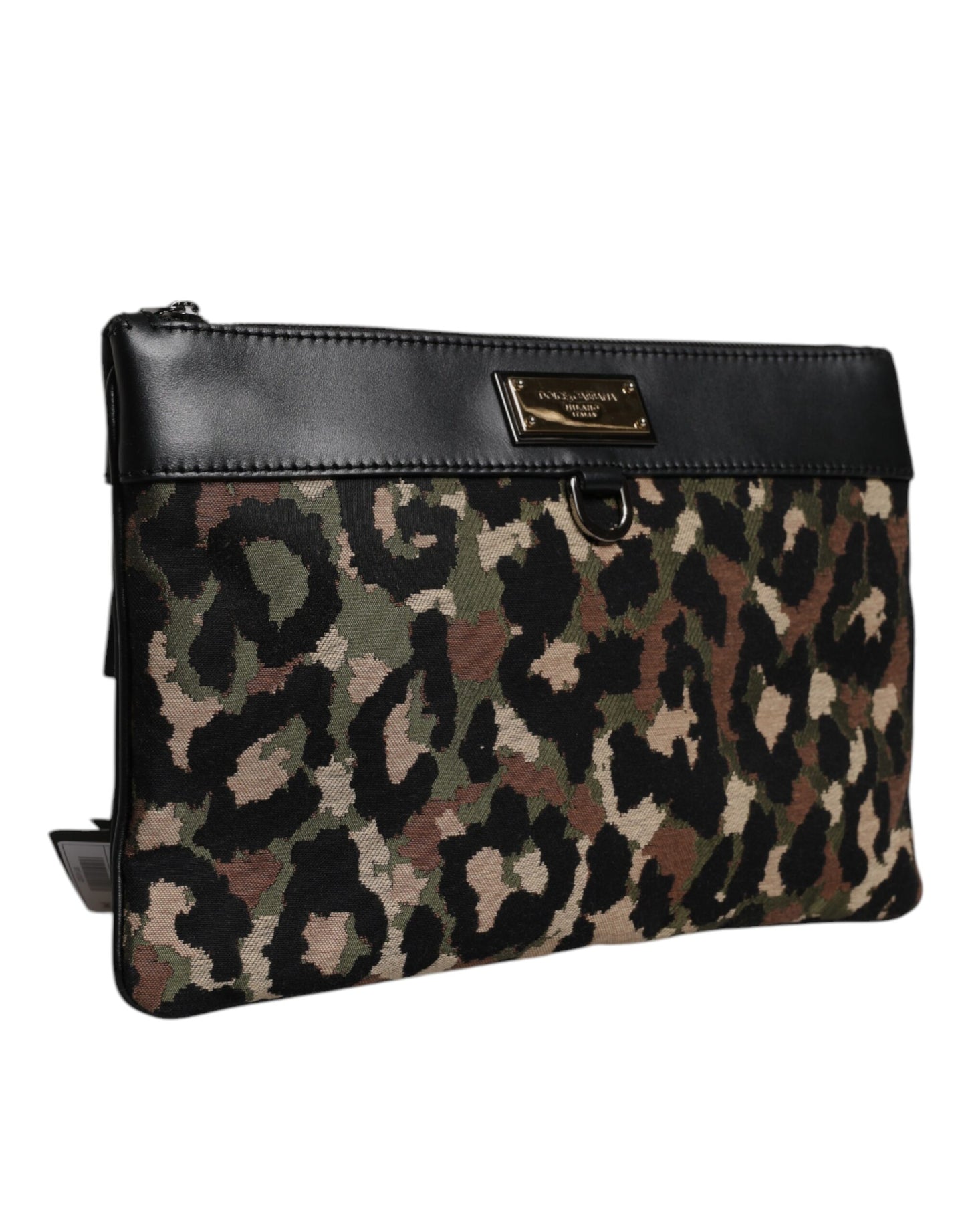Dolce & Gabbana Multicolor Leopard Jacquard Print Logo Plaque Pouch Tasche – Exklusive Damenhandtasche