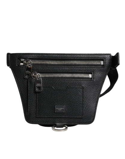 Dolce & Gabbana Schwarzes Kalbsleder Gürtel Taille Fanny Pack Tasche für Männer