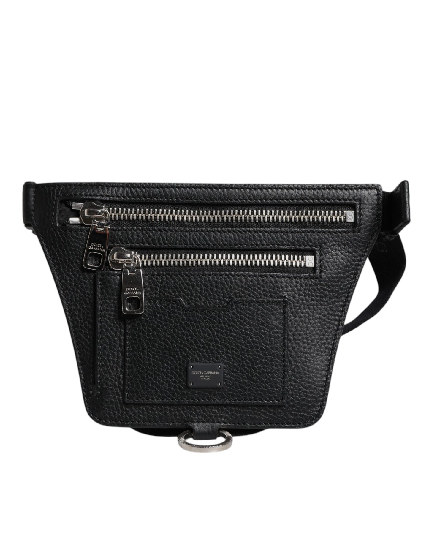 Dolce & Gabbana Schwarzes Kalbsleder Gürtel Taille Fanny Pack Tasche für Männer