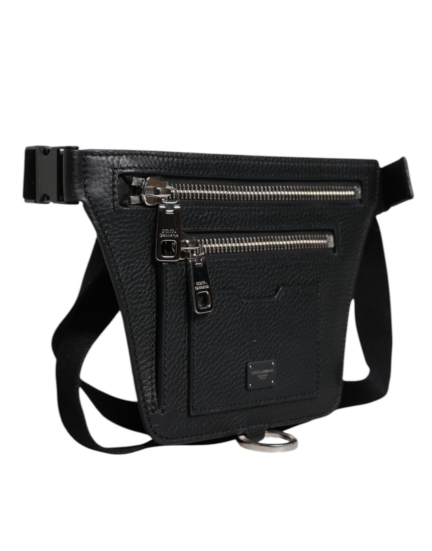 Dolce & Gabbana Schwarzes Kalbsleder Gürtel Taille Fanny Pack Tasche für Männer