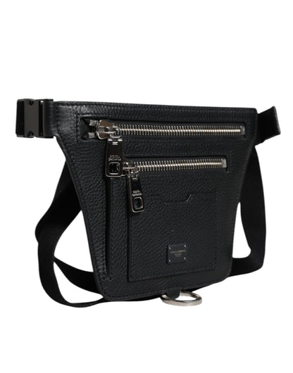 Dolce & Gabbana Schwarzes Kalbsleder Gürtel Taille Fanny Pack Tasche für Männer