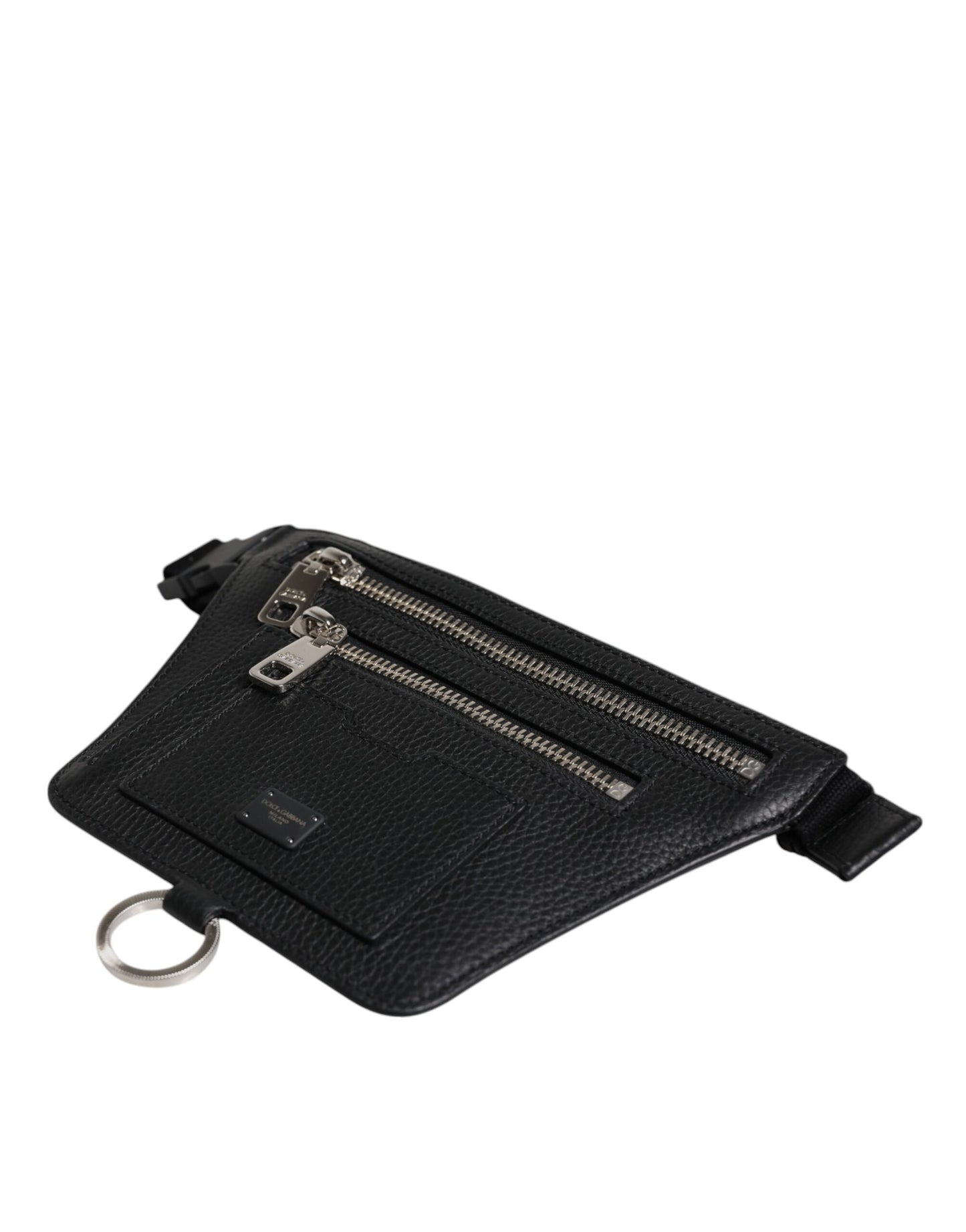 Dolce & Gabbana Schwarzes Kalbsleder Gürtel Taille Fanny Pack Tasche für Männer