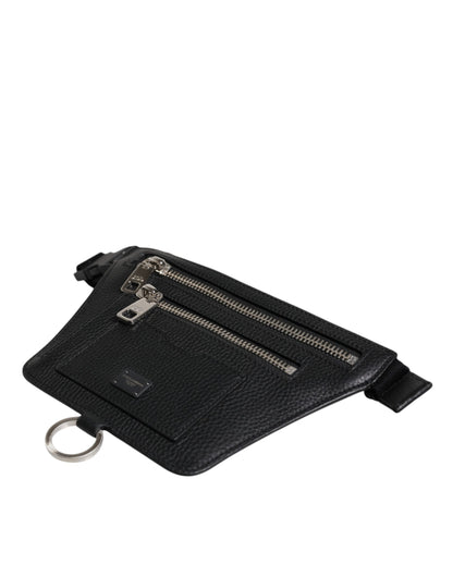 Dolce & Gabbana Schwarzes Kalbsleder Gürtel Taille Fanny Pack Tasche für Männer