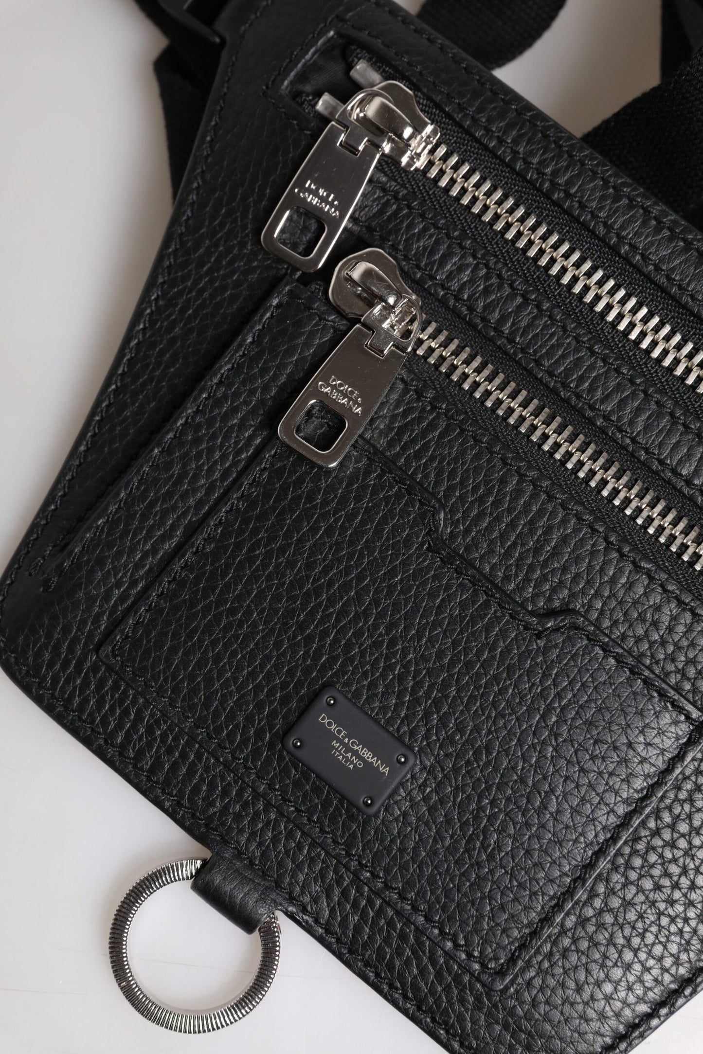 Dolce & Gabbana Schwarzes Kalbsleder Gürtel Taille Fanny Pack Tasche für Männer