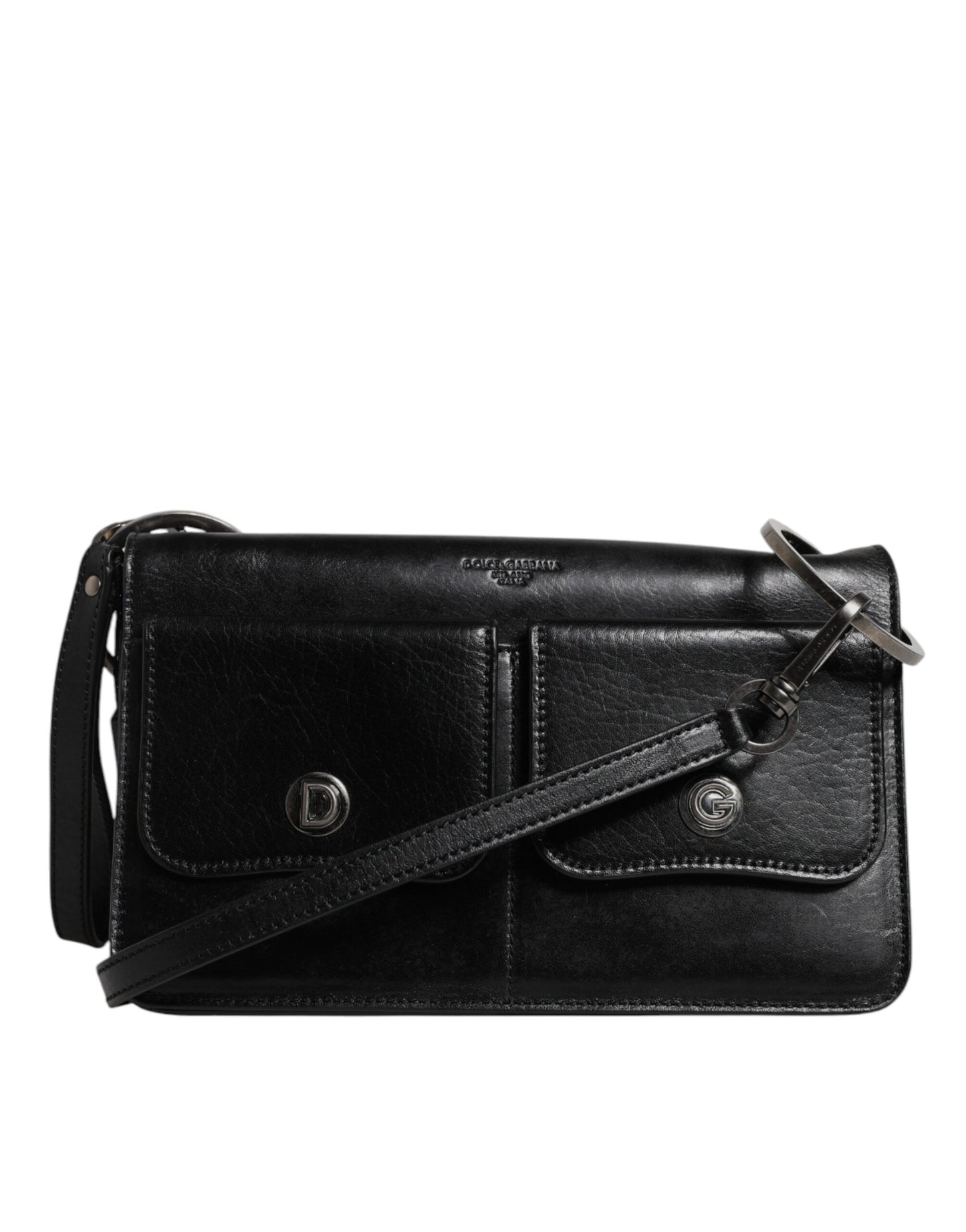Dolce & Gabbana Schwarze Leder Logo Geldbörse - Luxuriöse Umhängetasche