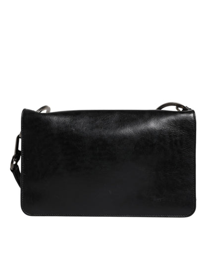 Dolce & Gabbana Schwarze Leder Logo Geldbörse - Luxuriöse Umhängetasche