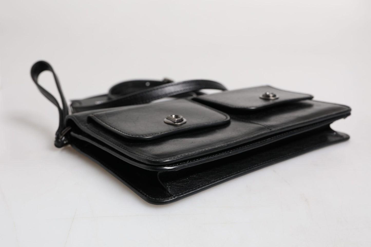 Dolce & Gabbana Schwarze Leder Logo Geldbörse - Luxuriöse Umhängetasche