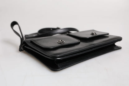 Dolce & Gabbana Schwarze Leder Logo Geldbörse - Luxuriöse Umhängetasche